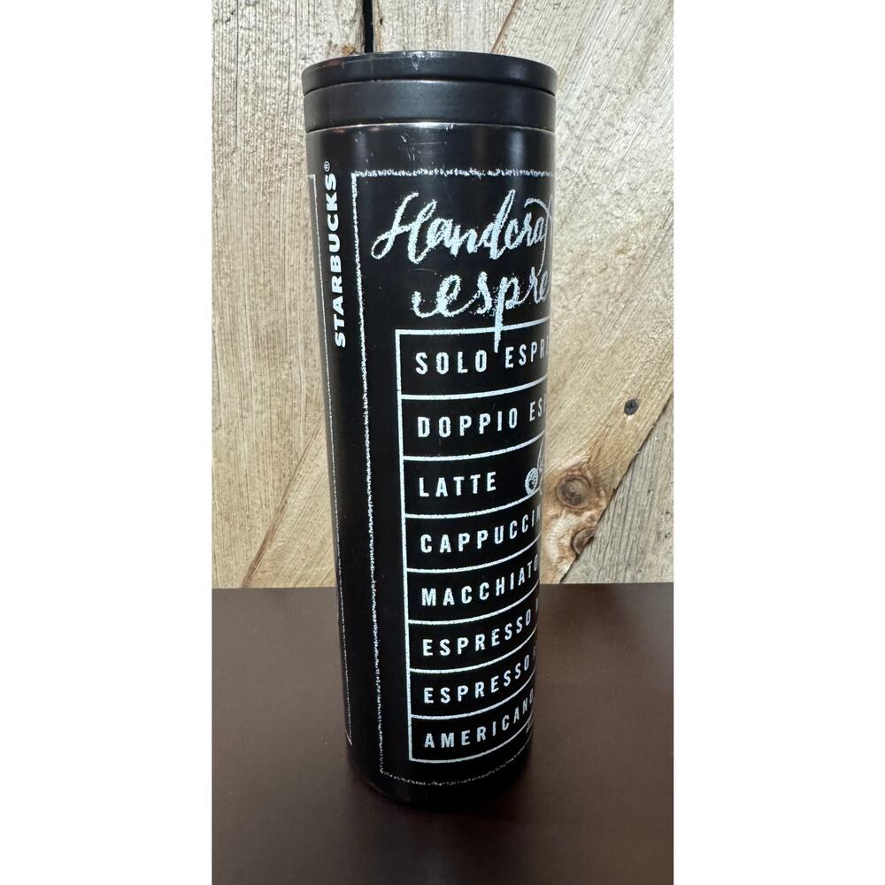 Starbucks Espresso Chalk Board Black Stainless-Steel Tumbler 16 oz Travel Mug